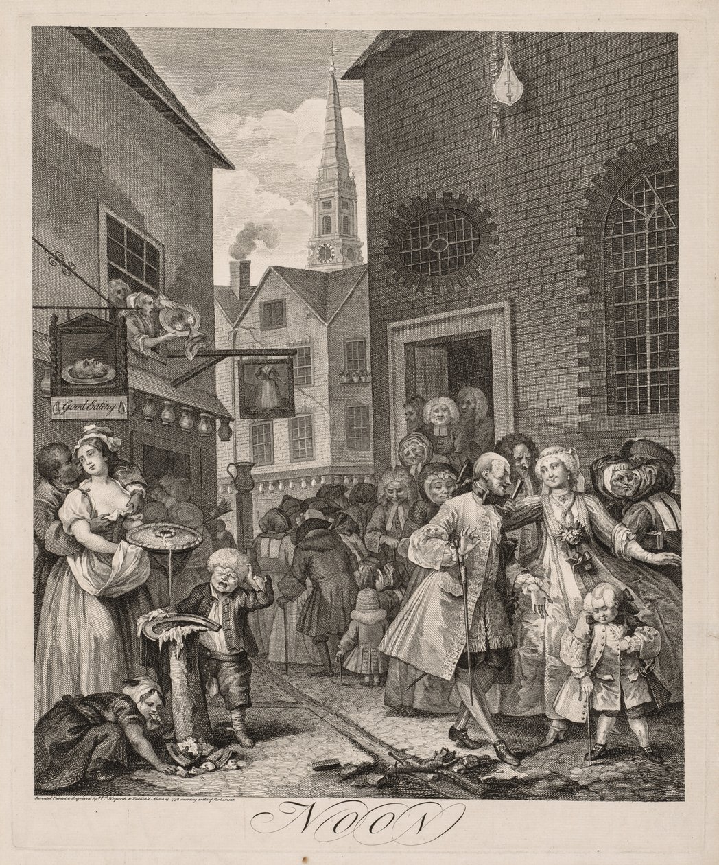 As quatro horas do dia: meio-dia de William Hogarth