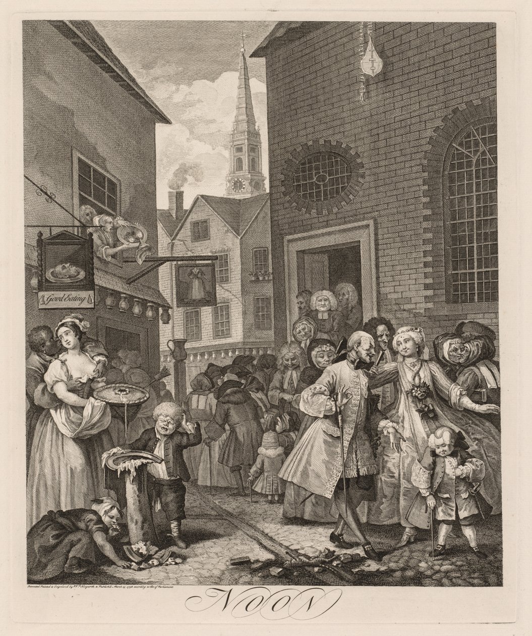 As quatro horas do dia: meio-dia, 1738. de William Hogarth