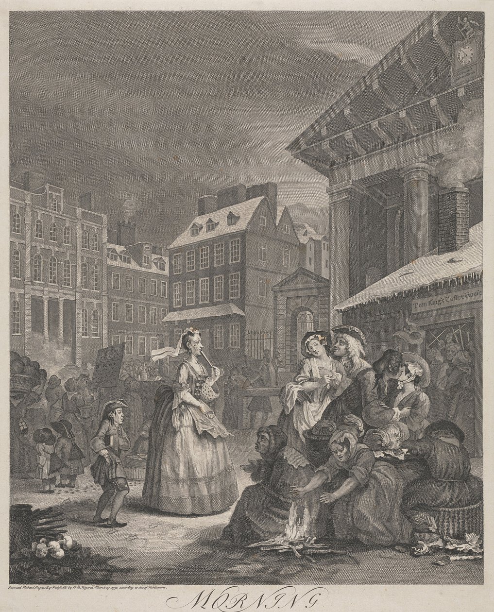 Os Quatro Momentos do Dia, Lámina I: Manhã de William Hogarth