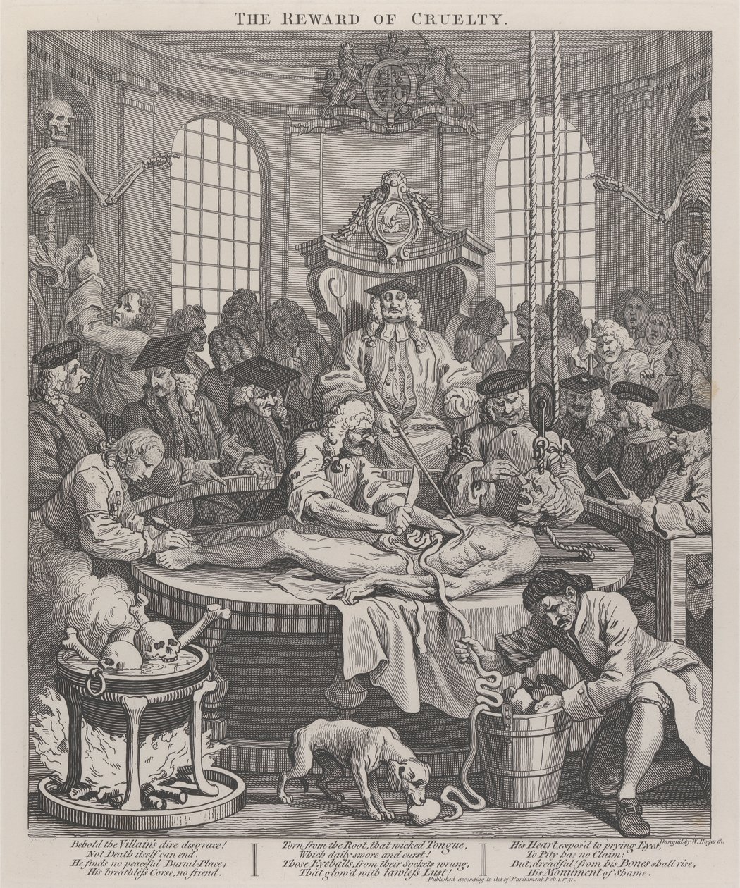 A quarta fase da crueldade: a recompensa da crueldade de William Hogarth