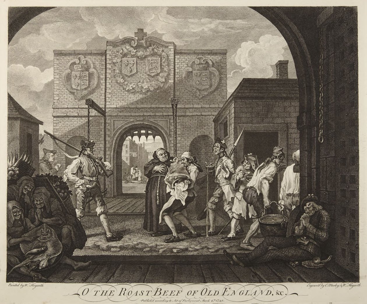 A Porta de Calais ou O rosbife da velha Inglaterra de William Hogarth