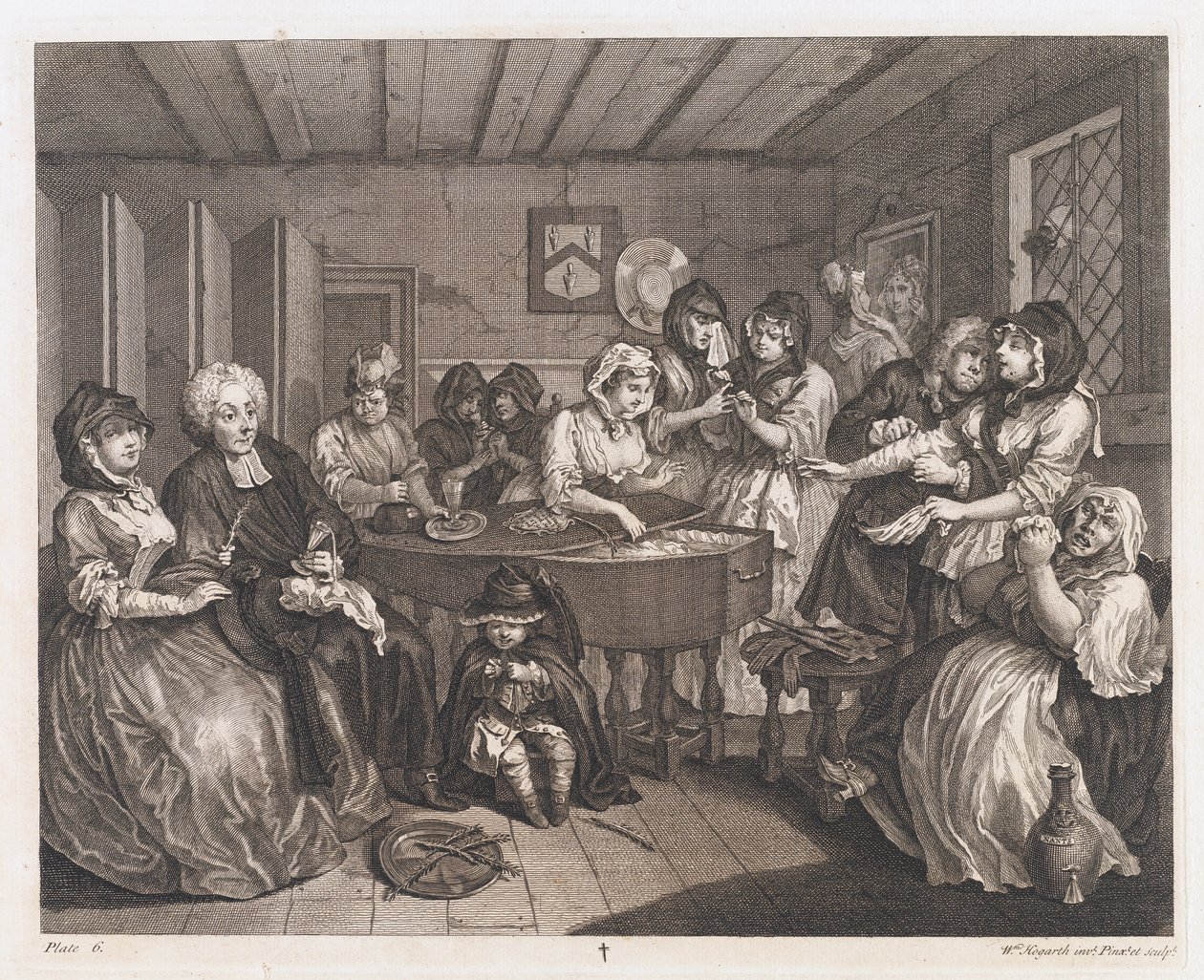 O Funeral da Prostituta, projetado em 1732, impresso em 1744 (gravura e gravura) de William Hogarth