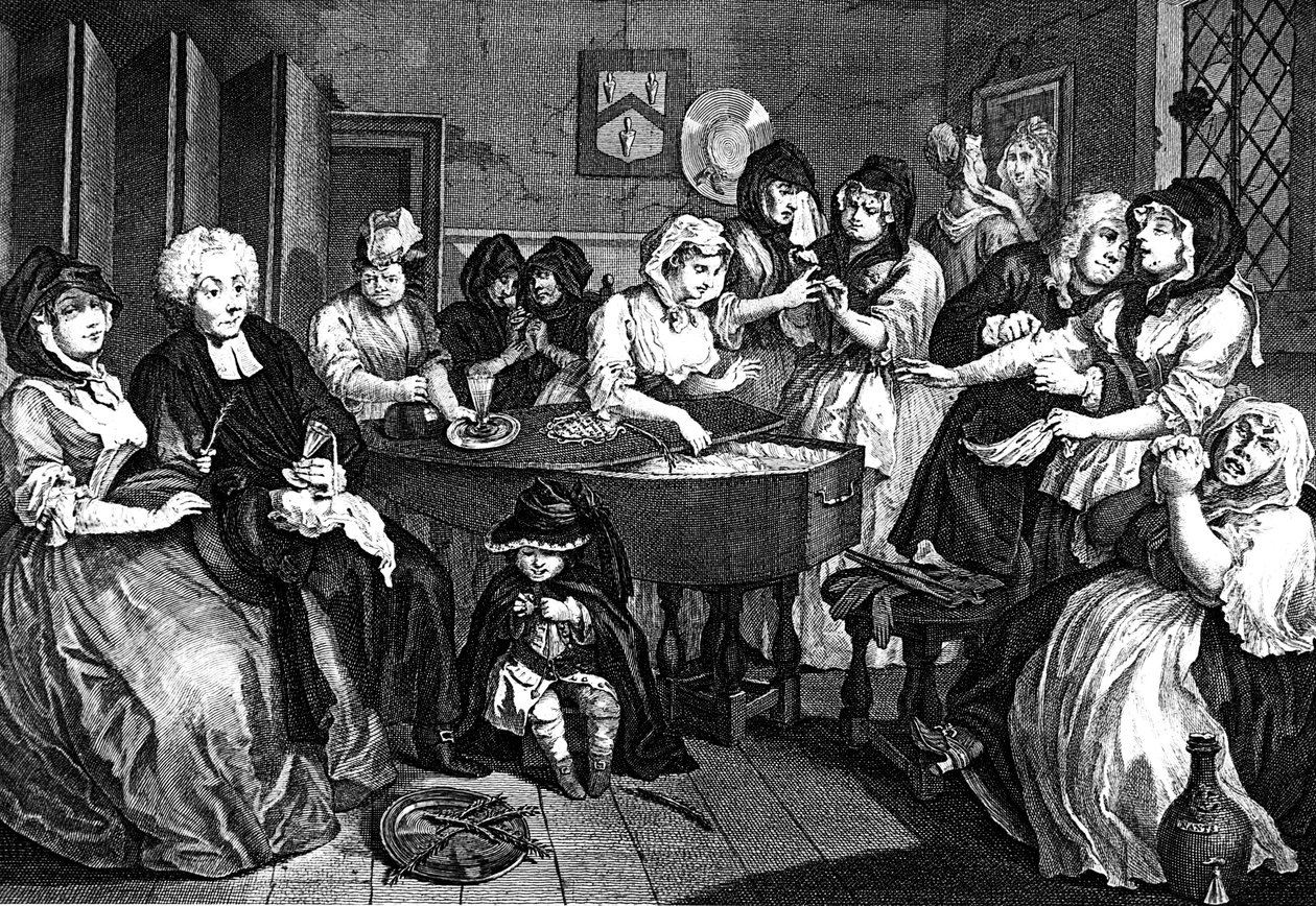 O progresso das prostitutas, 1733 de William Hogarth