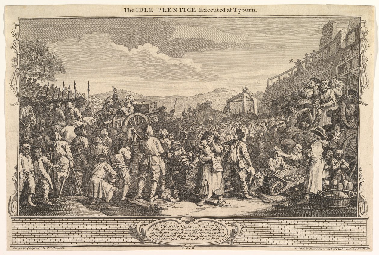 O Prentice Idle Executado em Tyburn: Industry and Idleness, chapa 11, 30 de setembro de 1747. de William Hogarth