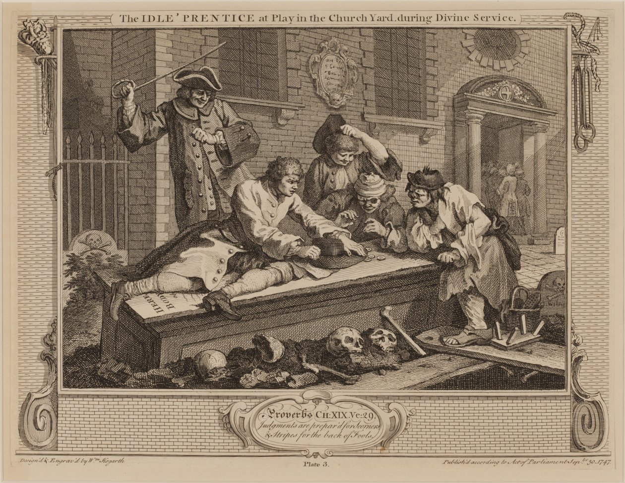 O Príncipe Preguiçoso Brincando no Pátio da Igreja, Durante o Serviço Divino de William Hogarth