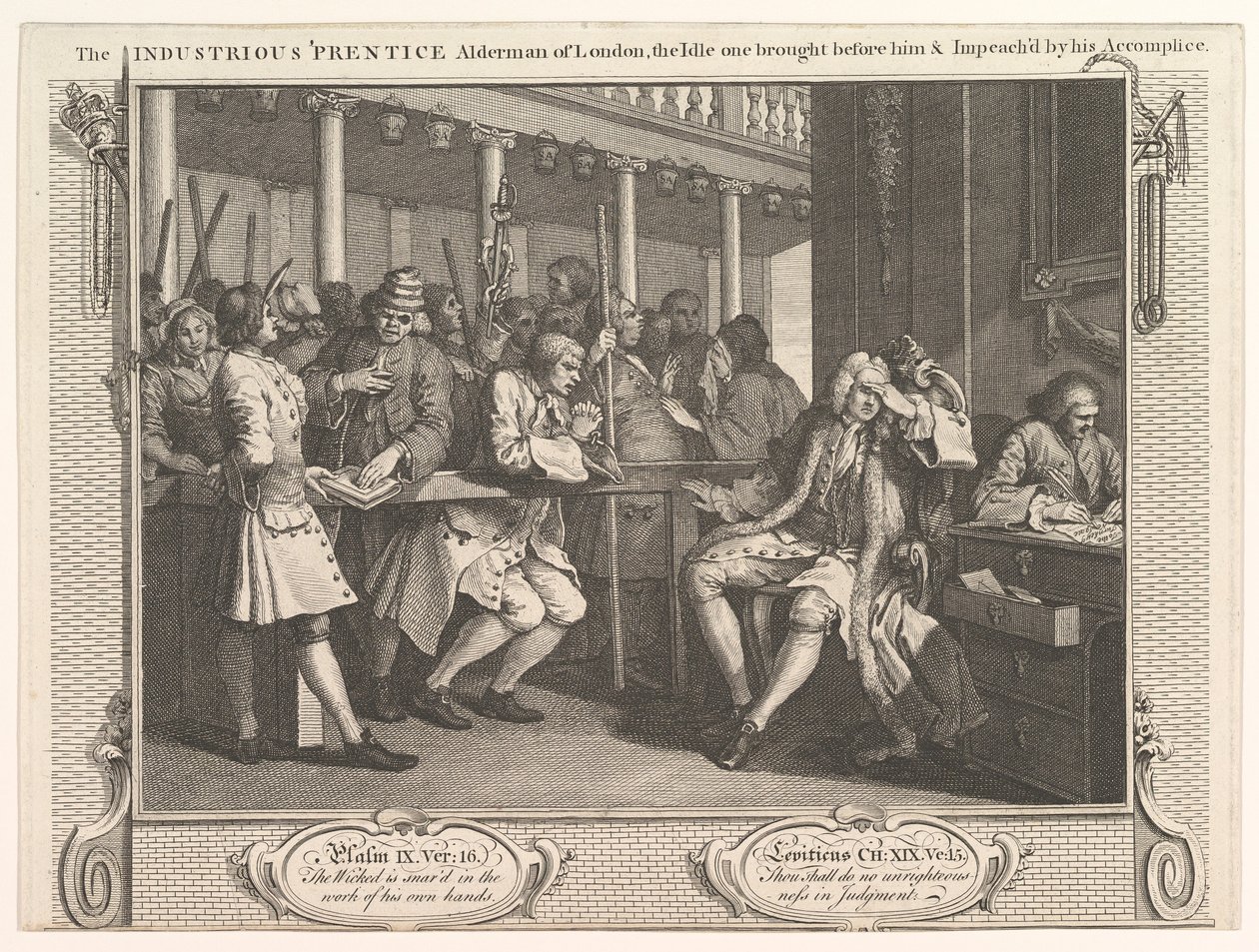 O diligente vereador Prentice de Londres, o ocioso trazido antes de ..., 30 de setembro de 1747. de William Hogarth