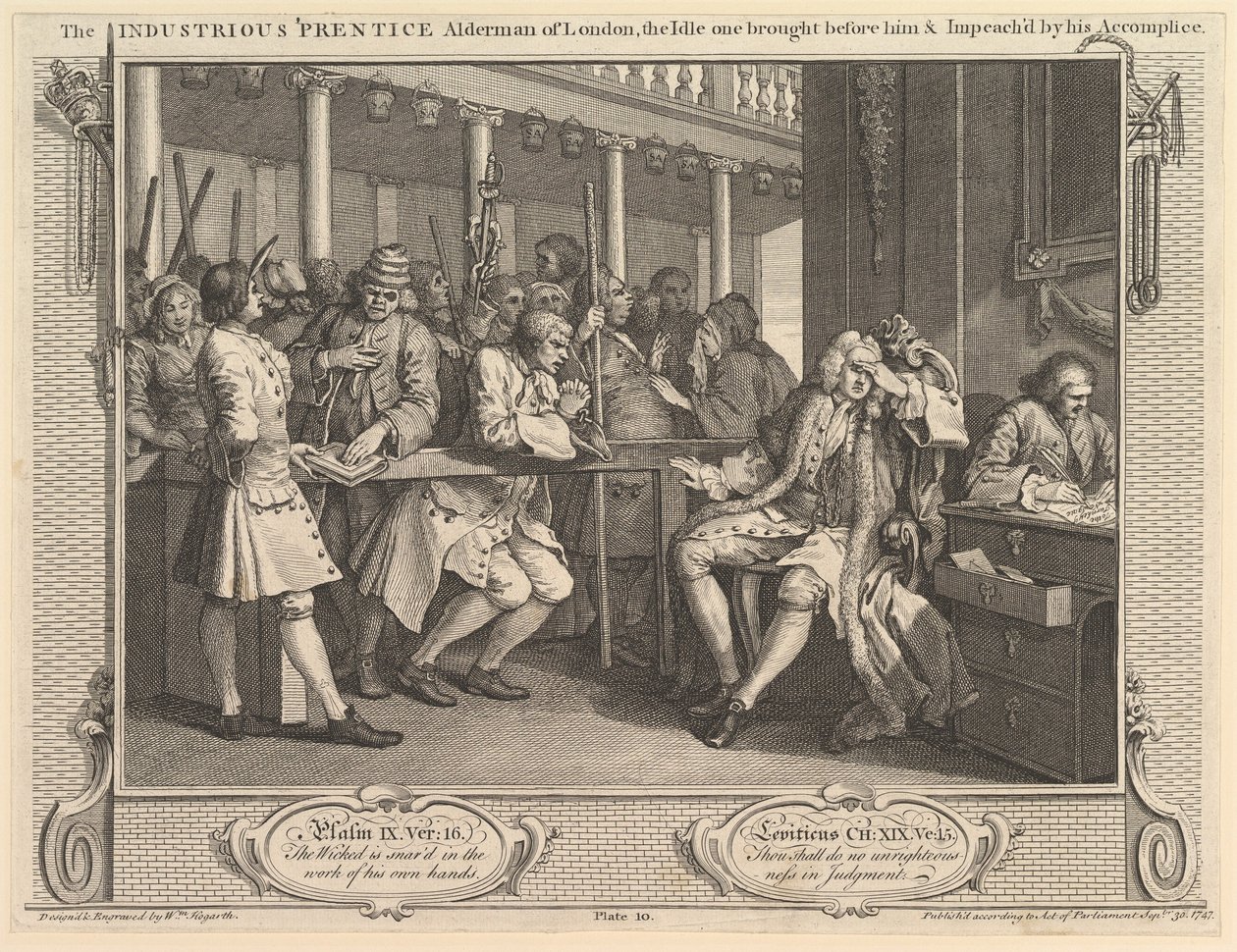 O industrioso Prentice Alderman de Londres, o Idle Trouined Before Hi ..., 30 de setembro de 1747. de William Hogarth