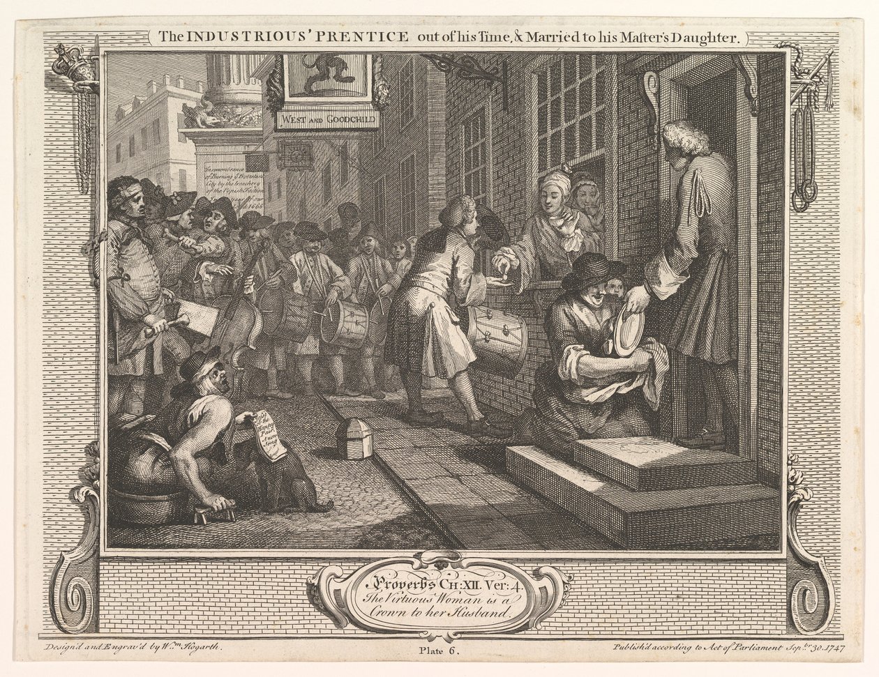 O aprendiz industrioso fora de seu tempo e casado com seu mestre Daught ..., 30 de setembro de 1747. de William Hogarth
