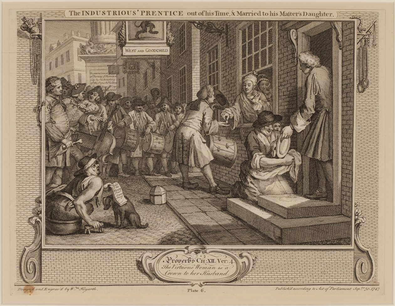 O diligente &39;Prentice fora de seu tempo, e casado com a filha de seu mestre de William Hogarth