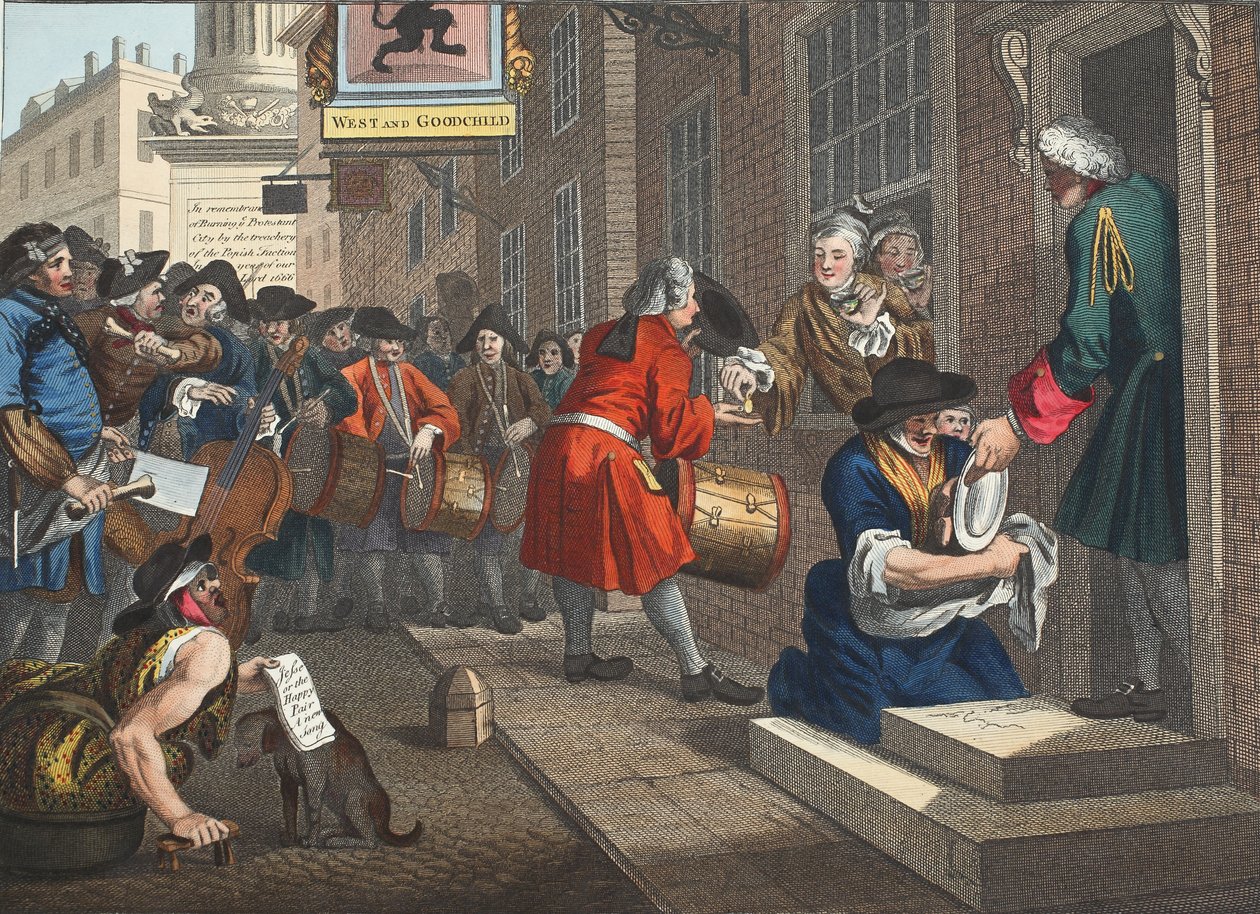 O Prentice Industrious &39;fora de seu tempo e casou-se com sua filha do mestre, placa VI de&39; indústria e ociosidade &39;, ilustração de&39; Hogarth restaurado: as obras inteiras do celebrado William Hoga de William Hogarth