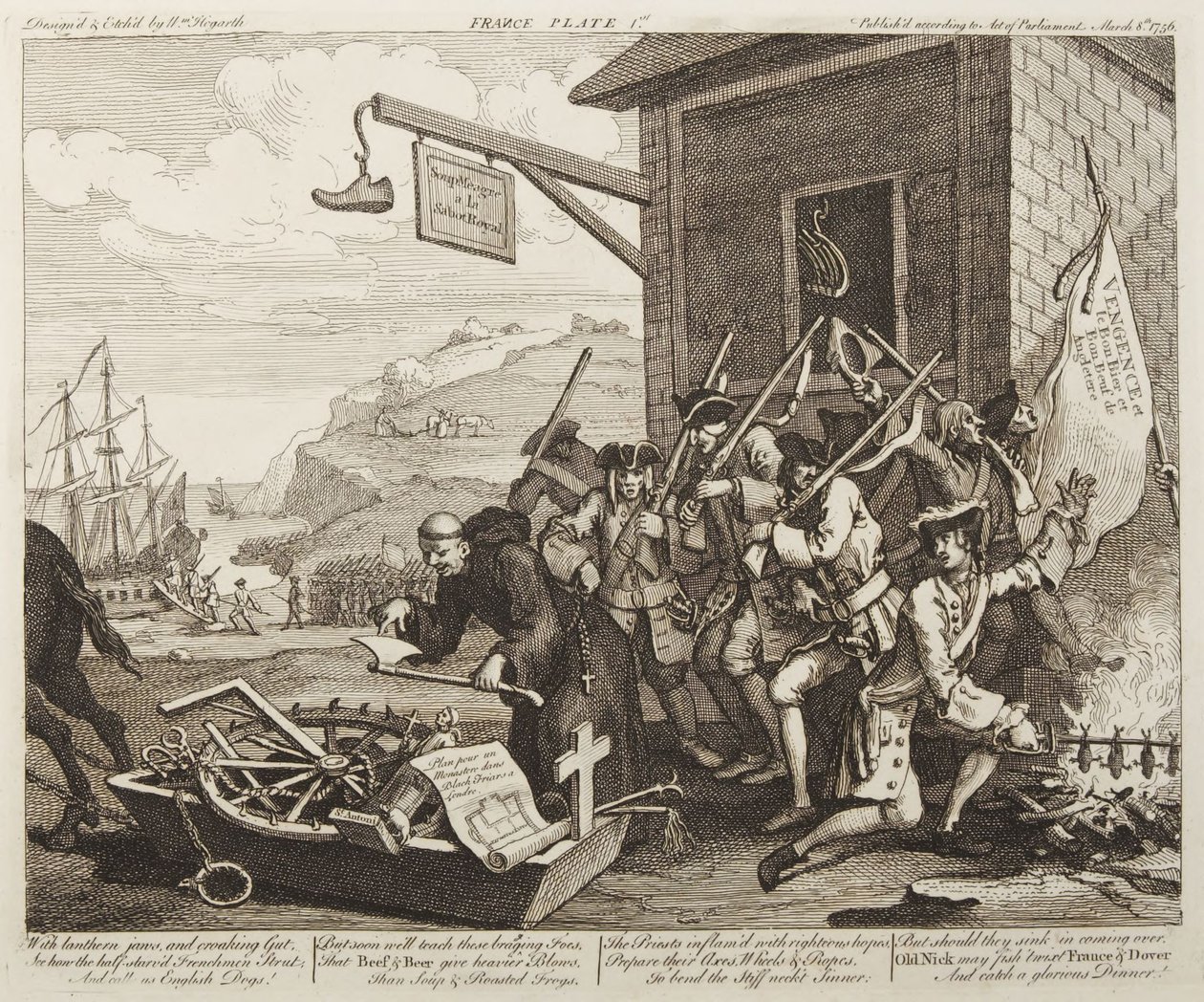 A Invasão, placa 1: França de William Hogarth