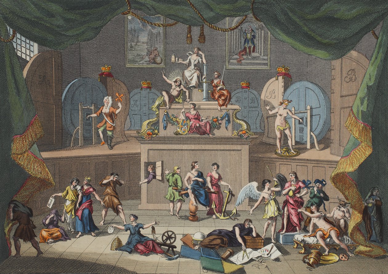 A loteria, ilustração de &39;Hogarth restaurado: todo obras do célebre William Hogarth, re-gravado por Thomas Cook&39;, pub. 1812 (gravura colorida à mão) de William Hogarth