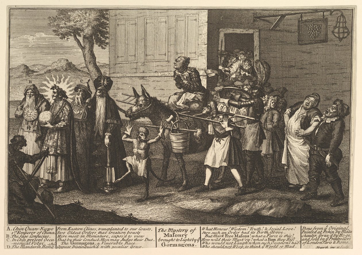 O Mistério da Maçonaria Trazido à Luz pelos Go ..., [publicado pela primeira vez em dezembro de 1724], reeditado posteriormente. de William Hogarth