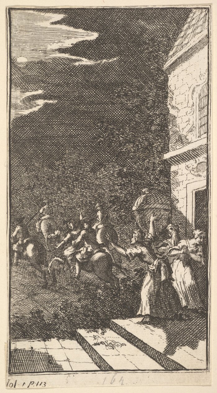 A Nova Metamorfose, Placa 3: Os Bandidos Raptam Camilla, 1724. de William Hogarth