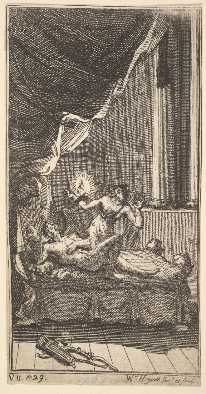 A Nova Metamorfose, Placa 6: A História de Cupido e Psique, 1724. de William Hogarth
