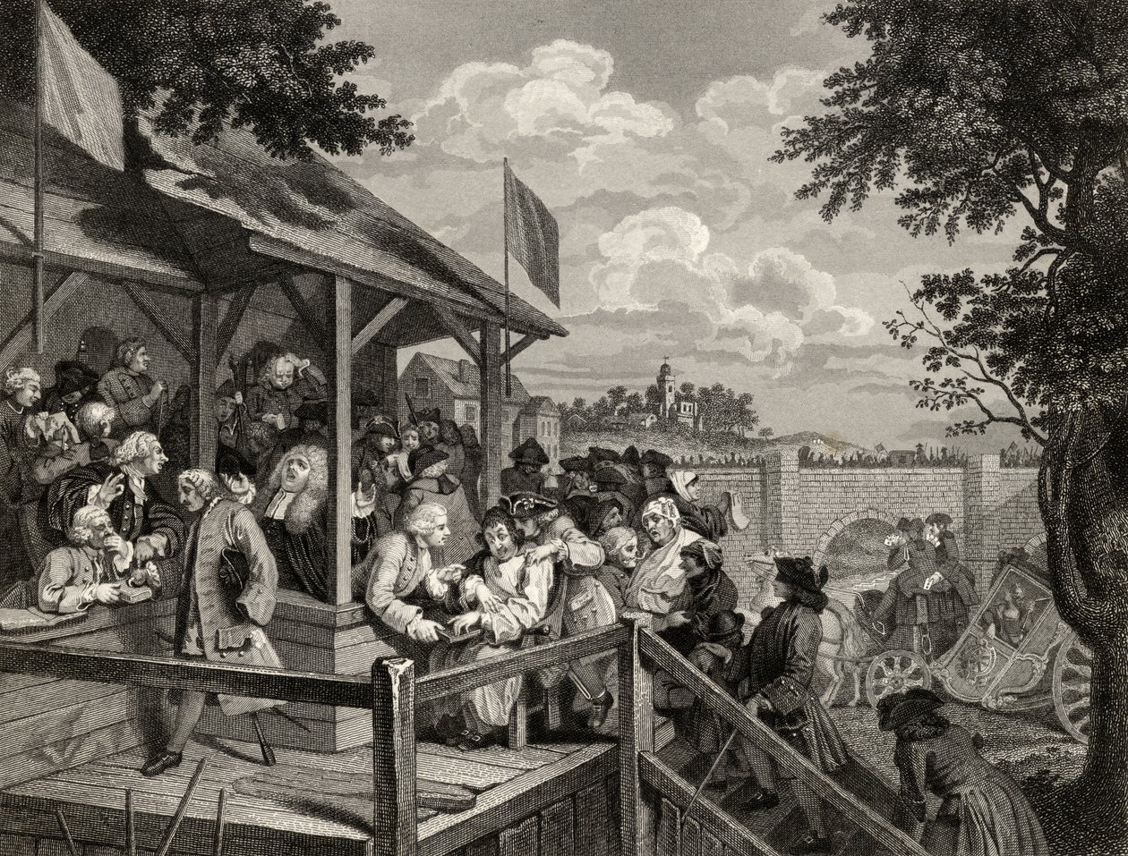 The Polling, gravado por George Presbury, de "As obras de William Hogarth", publicado em 1833 de William Hogarth