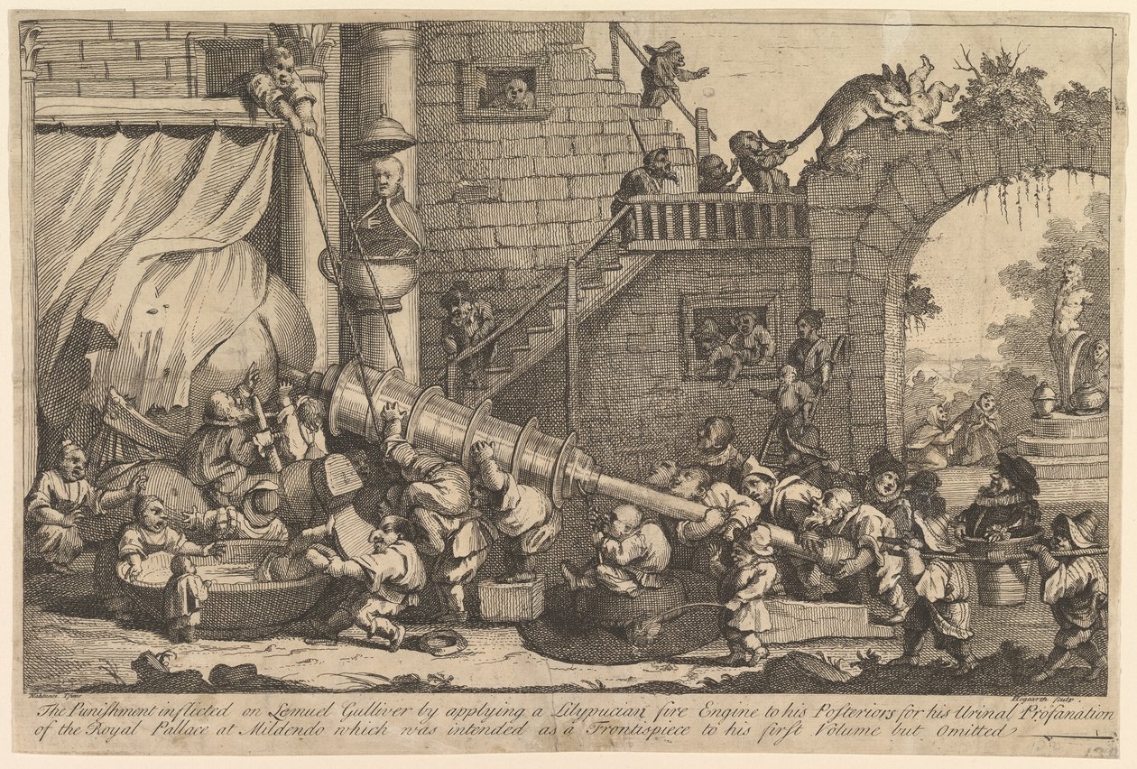 A punição infligida a Lemuel Gulliver, dezembro de 1726. de William Hogarth