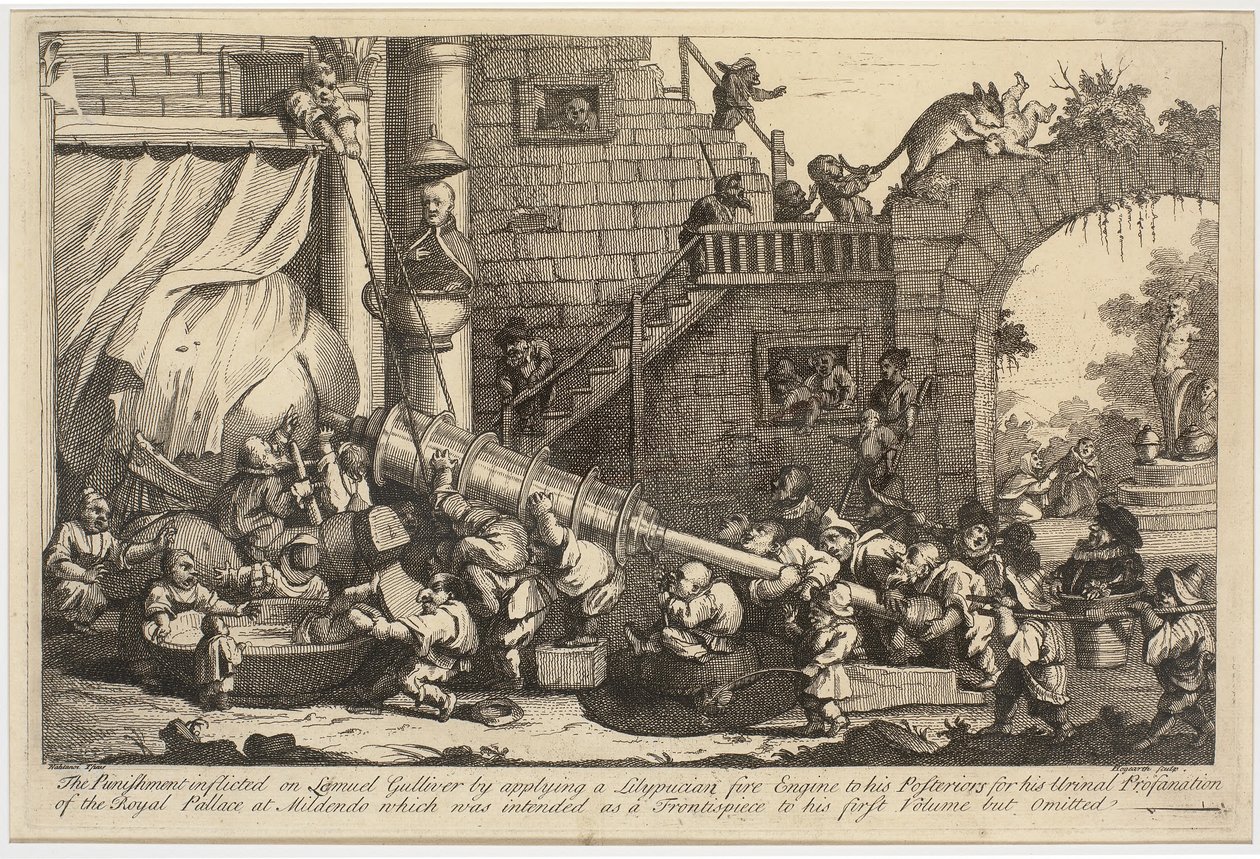 O Castigo infligido a Lemuel Gulliver de William Hogarth