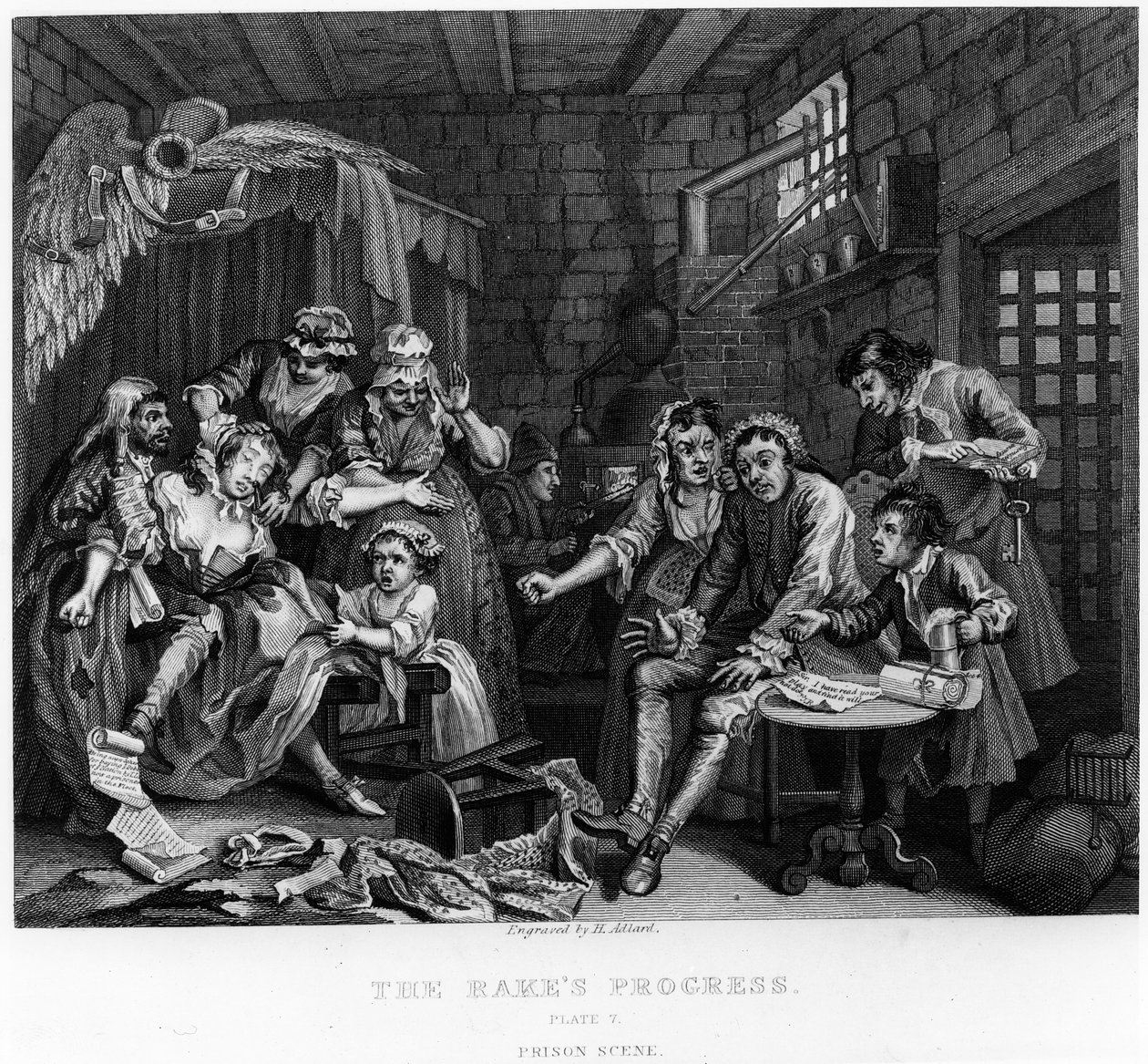 The Rake in Prison, prato VII, de &39;A Rake&39;s Progress&39; de William Hogarth
