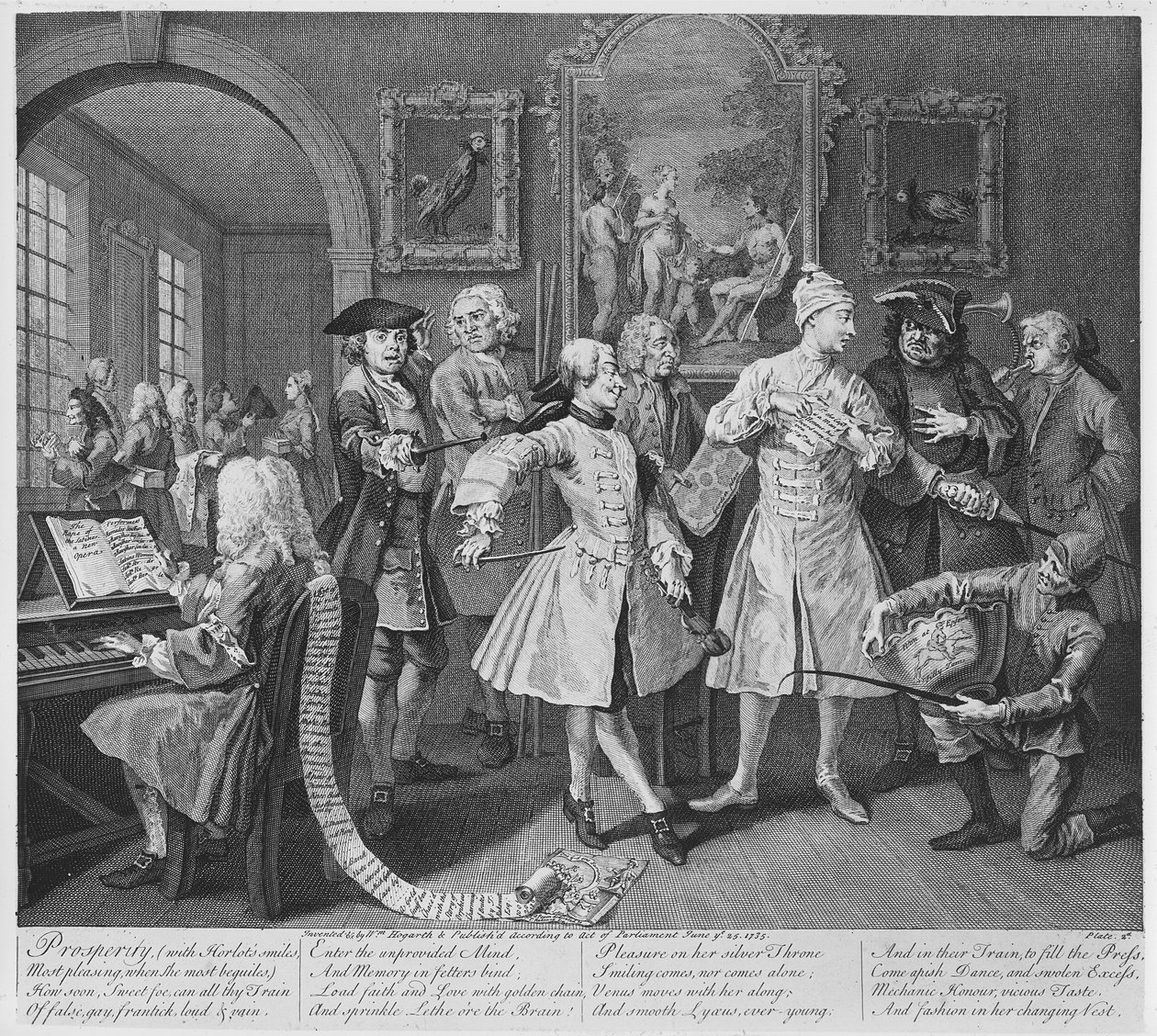 Rake&39;s Levee, prato II, de &39;A Rake&39;s Progress&39;, 1735 (gravura) de William Hogarth