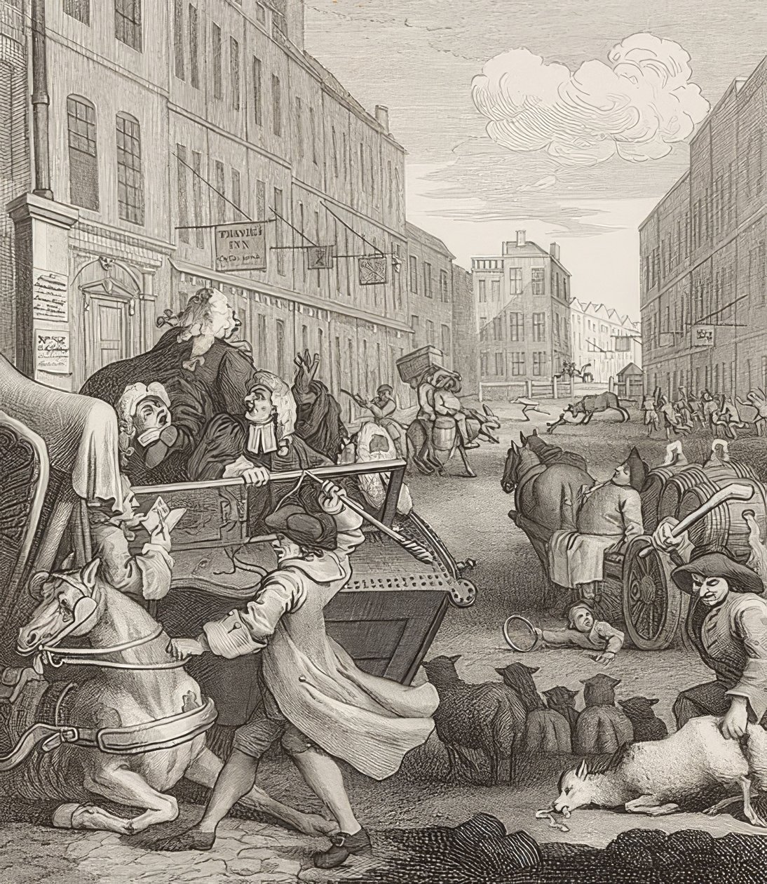 A segunda etapa da crueldade. De: Os quatro estágios da crueldade - Os quatro estágios da crueldade. 1751 de William Hogarth