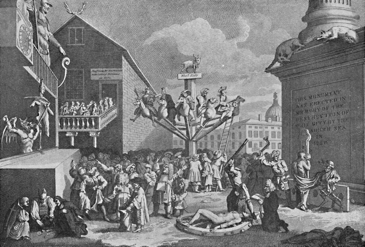 A bolha do mar sul, de uma impressão de William Hogarth, 1721, 1904 de William Hogarth