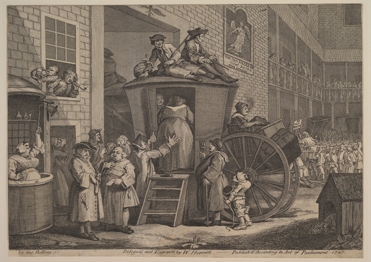 O treinador de palco, ou The Country Inn Yard, 1747. de William Hogarth