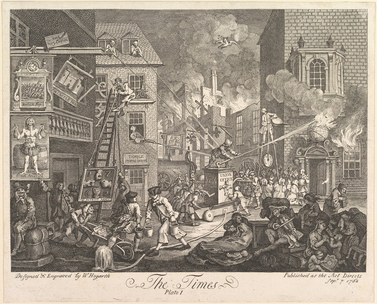 The Times, Plate 1, 7 de setembro de 1762. de William Hogarth