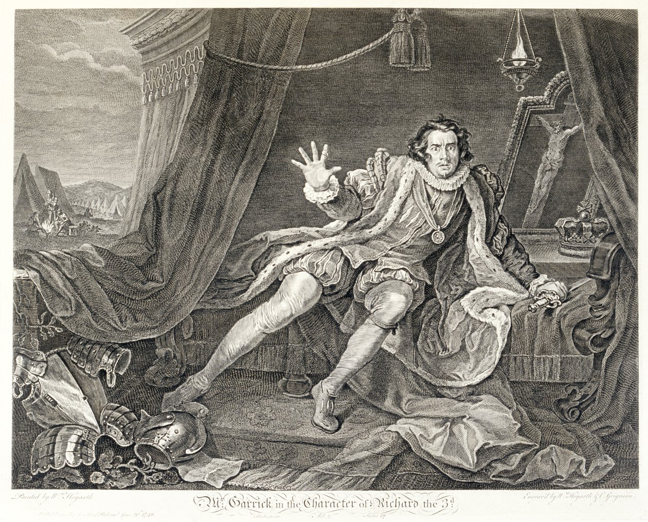O ator David Garrick no papel de Ricardo III, 1746 de William Hogarth
