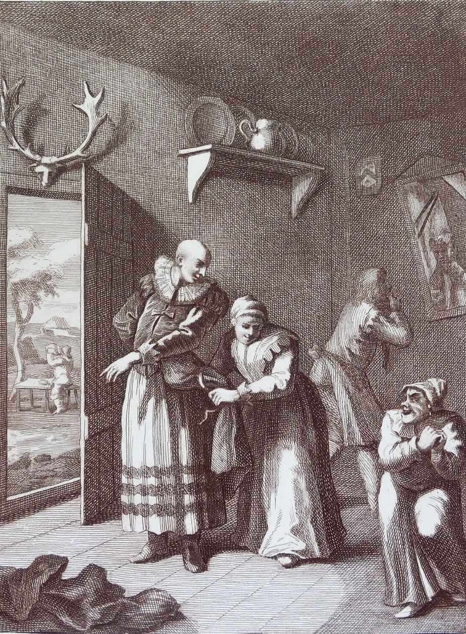 O coadjutor e o barbeiro disfarçam-se para levar o Dom Quixote de William Hogarth