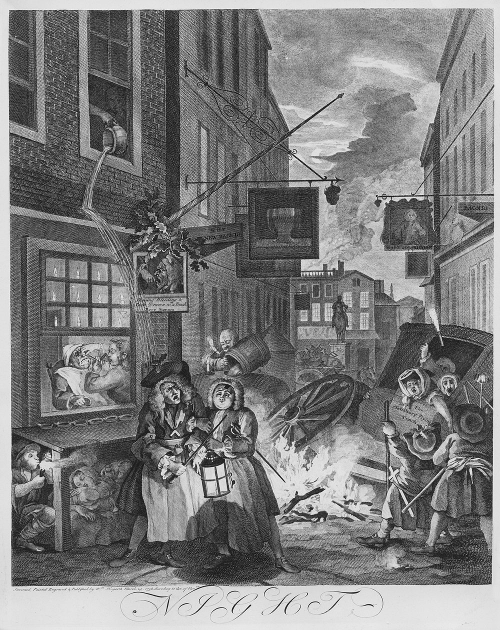 Tempos do dia, noite, 1738 de William Hogarth