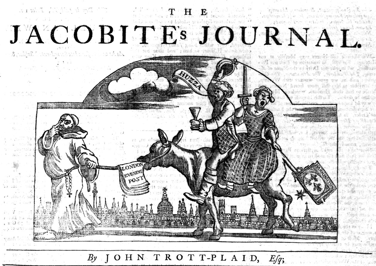 Título Vinheta de &39;The Jacobite&39;s Journal&39;, 1748 (xilogravura e tipografia) de William Hogarth
