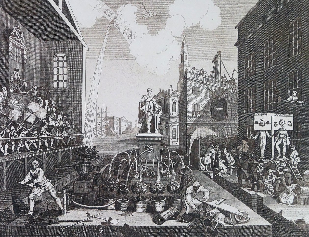 Dois criminosos em um pelourinho ou ações em Londres de William Hogarth