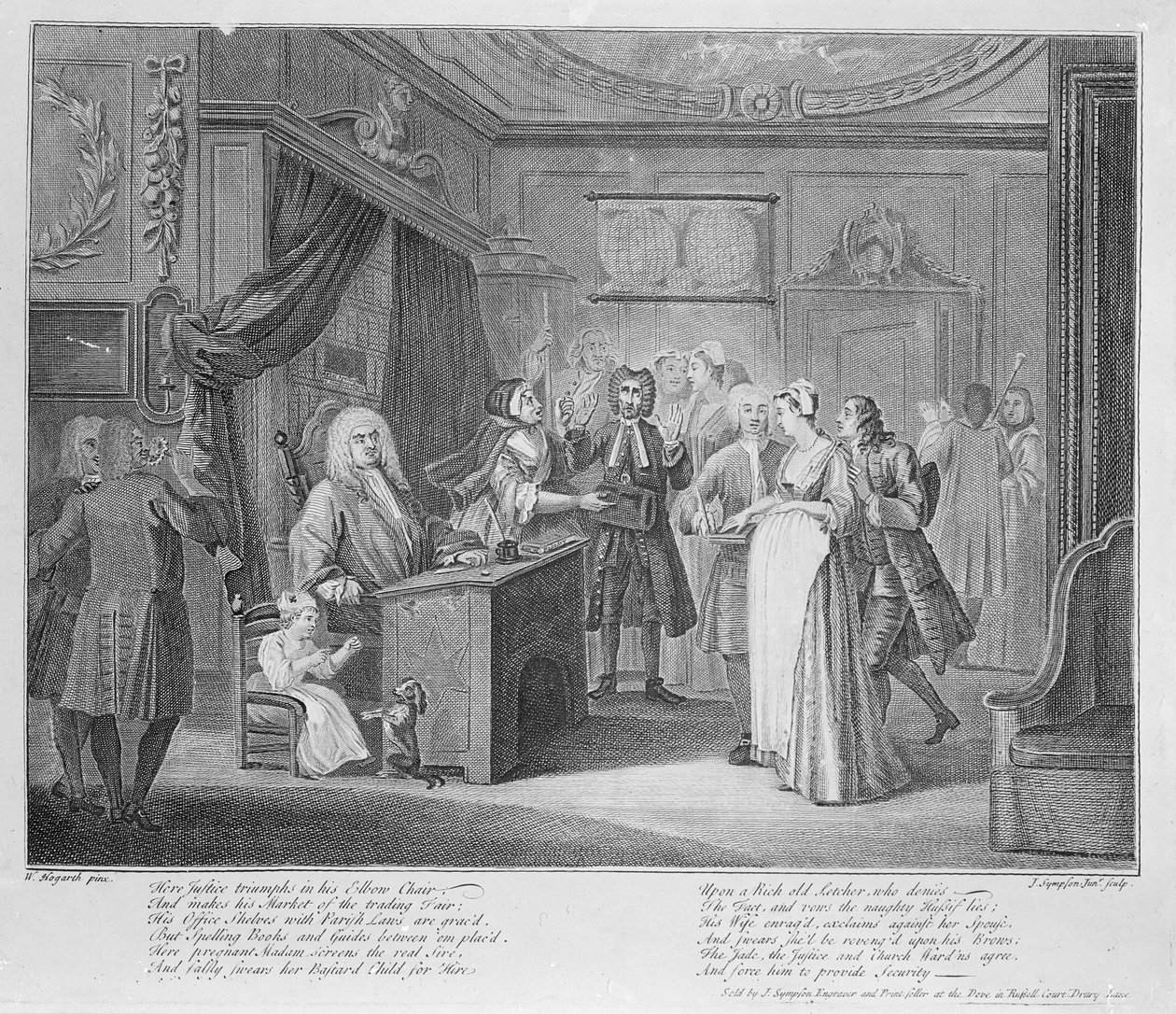 Mulher jurando uma criança a um cidadão grave, c.1735 de William Hogarth