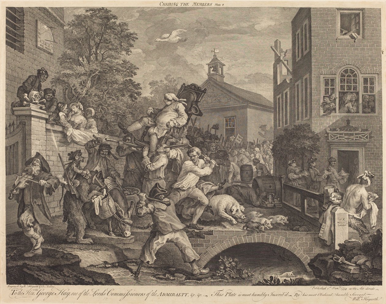 Presidir os membros de William Hogarth and Francois Antoine Aveline