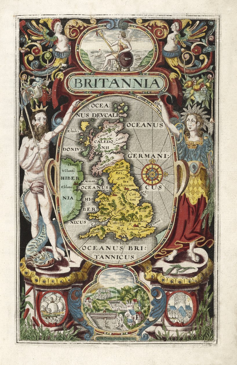 Frontispiece de Britannia, por William Camden, bar. 1607 de William Hole