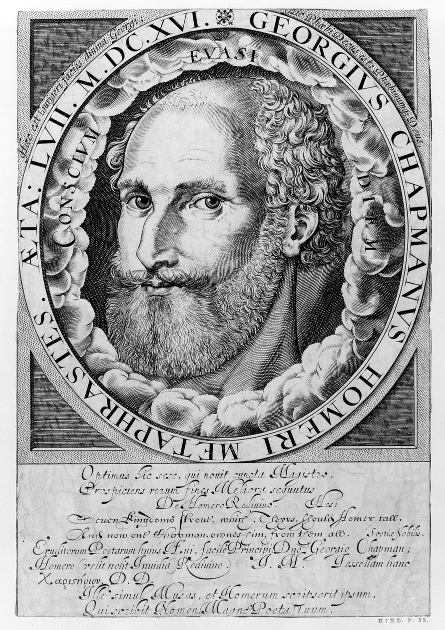 Retrato de George Chapman (c.1559-1634) c.1609-10 de William Hole