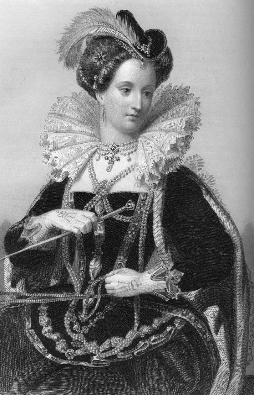 Rainha Elizabeth I 1533-1603 em Tilbury Fort, 1851. de William Holl
