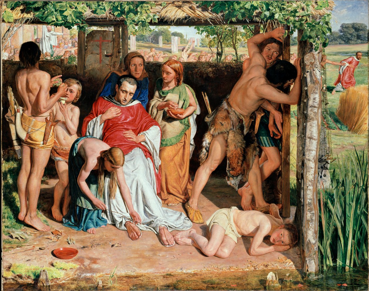 Uma Família Britânica convertida que protege um Missionário Cristão da Perseguição dos Druidas, 185 de William Holman Hunt