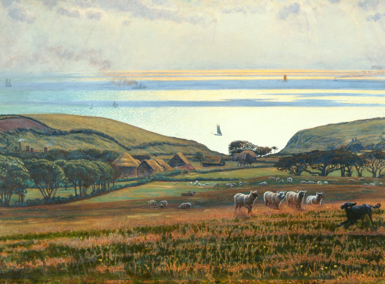 Fairlight Downs, luz do sol no mar de William Holman Hunt