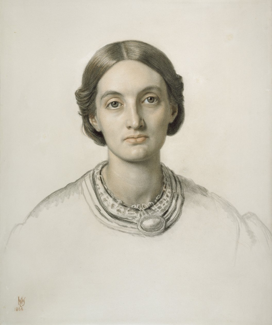 Fanny Holman Hunt (giz vermelho e preto) de William Holman Hunt
