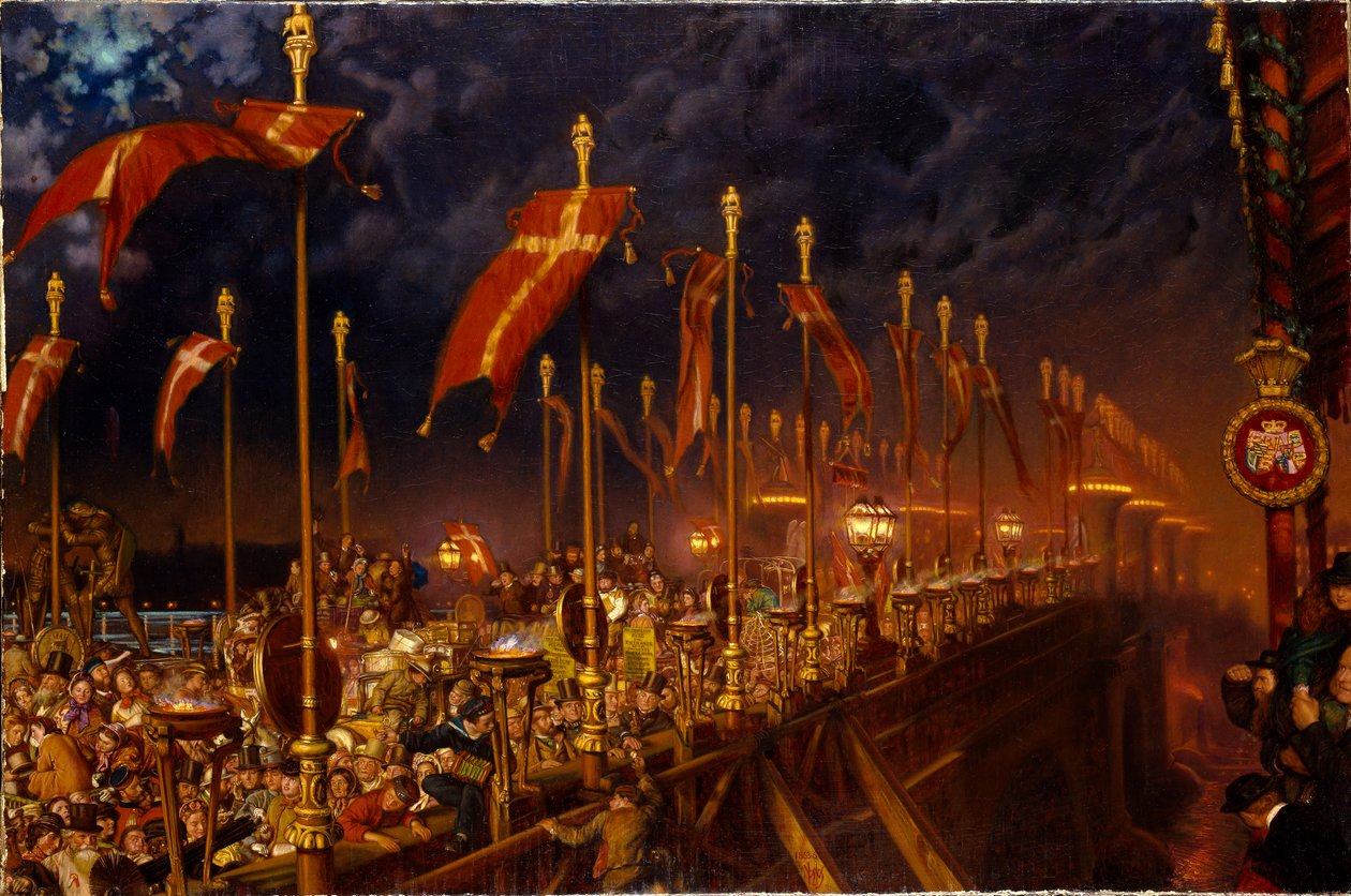 London Bridge on the Night of the Marriage of the Prince and Princess of Wales, 1863 de William Holman Hunt
