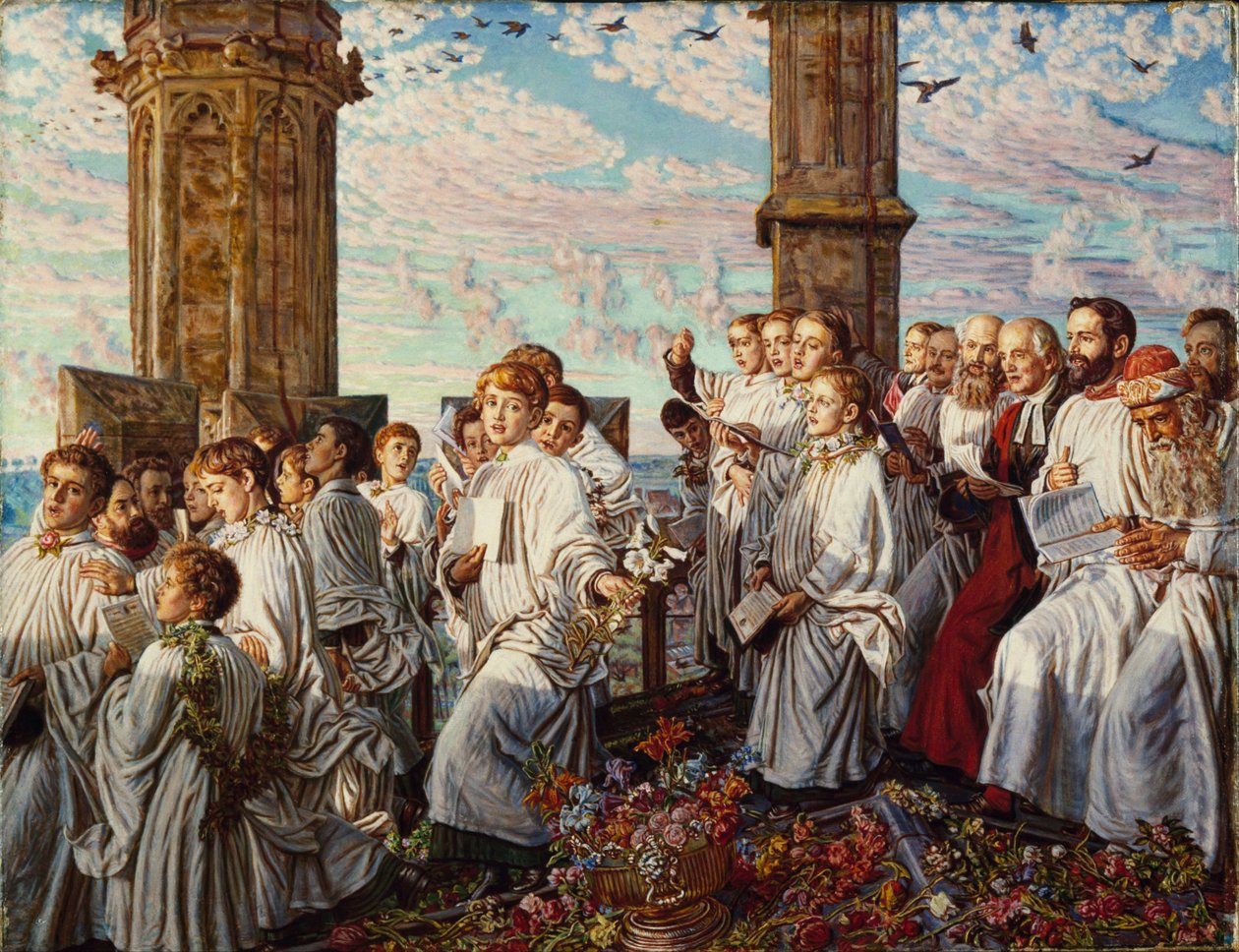 Manhã de maio no Magdalen College, Oxford, Cerimônia Anual Antiga de William Holman Hunt