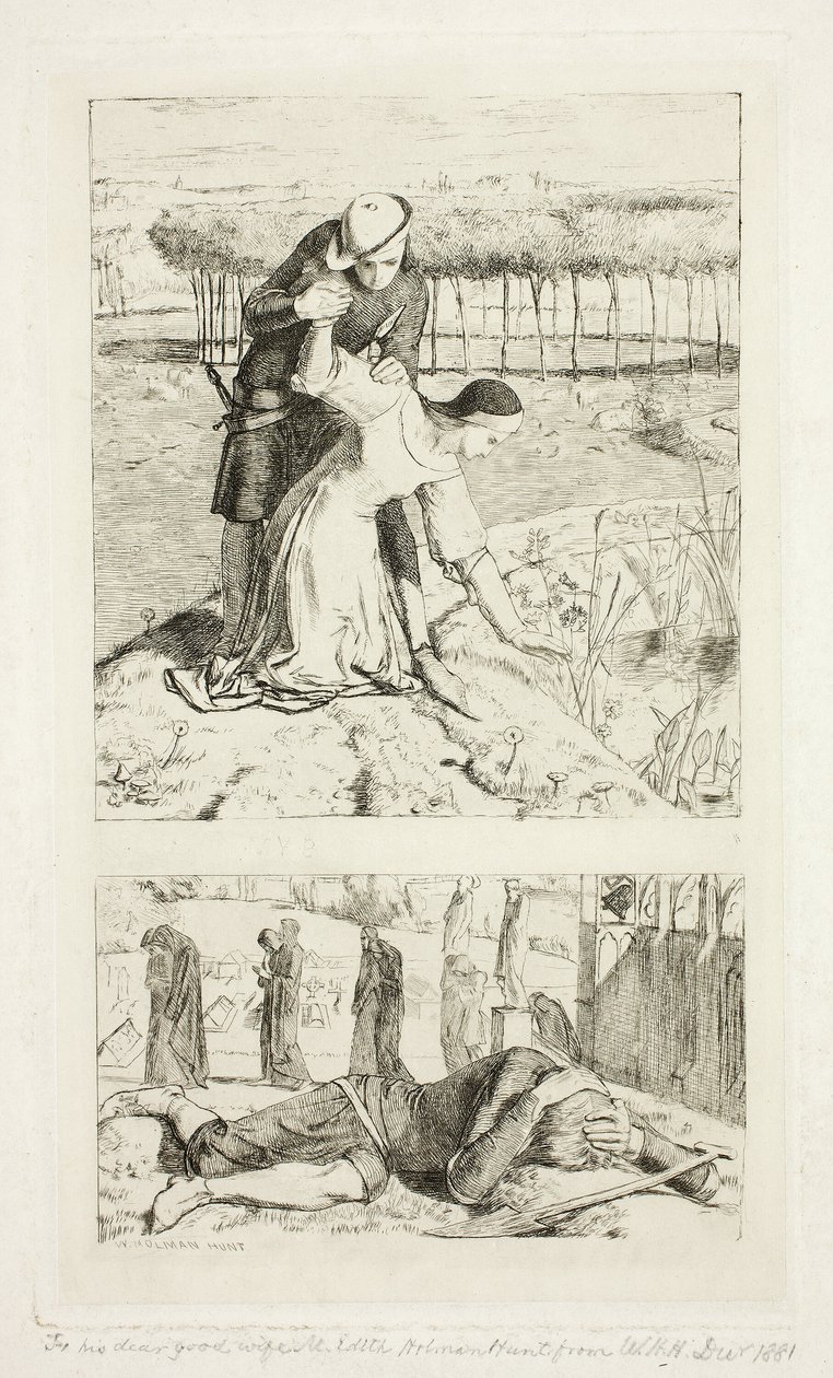 My Beautiful Lady (em cima); Of My Lady in Death (em baixo), frontispício de The Germ, No. 1 de William Holman Hunt