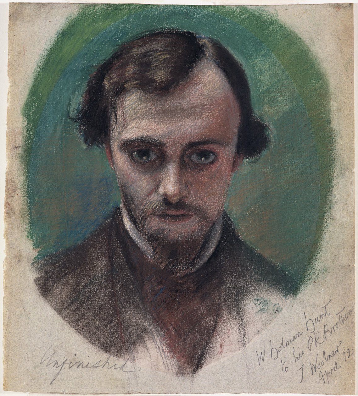 Retrato de Dante Gabriel Rossetti (1828-82) 1853 (pastel e giz de cor sobre papel) de William Holman Hunt