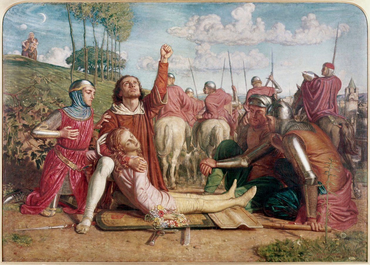 Rienzi jura obter reparação pela morte de seu irmão mais novo, vítima de uma escaramuça entre os Orsini e os Colonna de William Holman Hunt