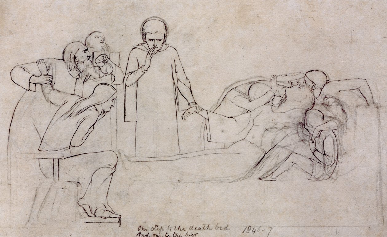 Estudos para as figuras do Doctor, Mourners and Minerva, 1846 de William Holman Hunt