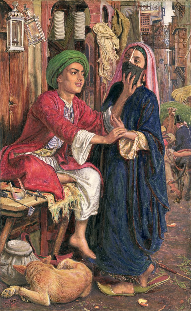 O namoro do fabricante de lanternas, c.1854-60 (óleo sobre painel) de William Holman Hunt