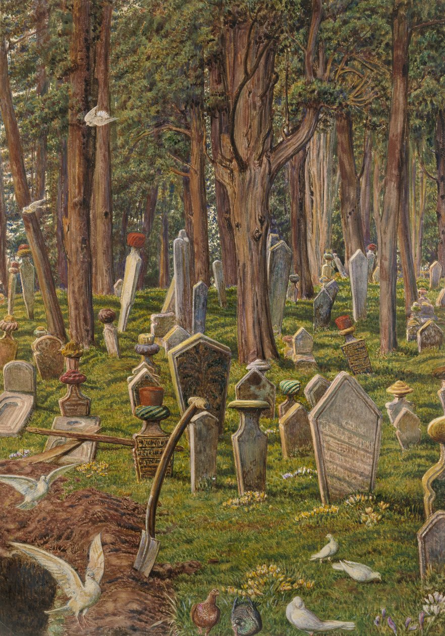 A cidade adormecida: o cemitério de Pera, Constantinopla, 1856 - 1888 (aguarela sobre papel) de William Holman Hunt