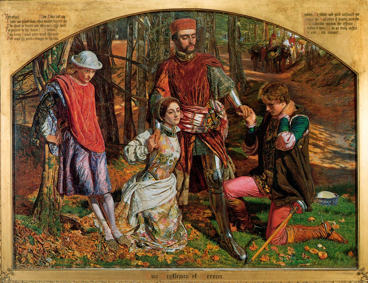 Valentim resgatando Sylvia de Proteus, 1851. de William Holman Hunt